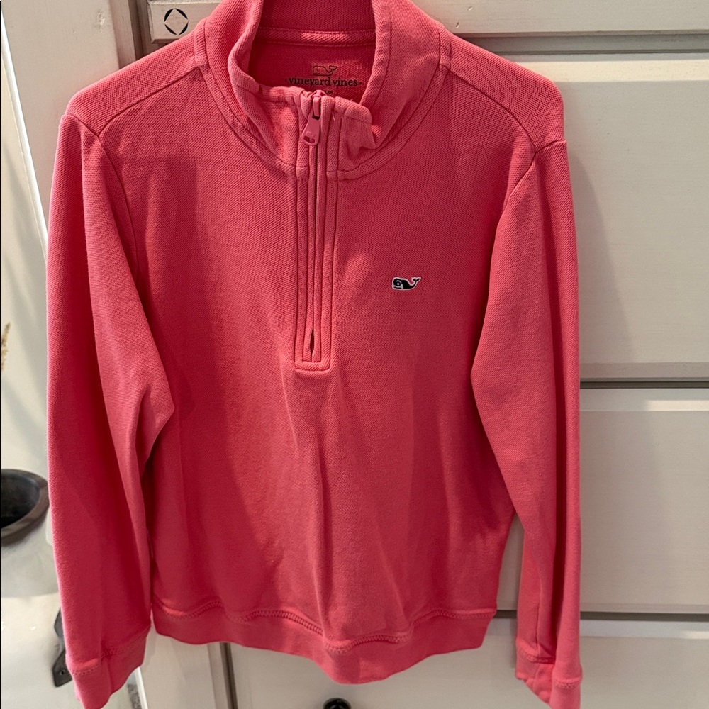 Boy Vineyard Vines Coral Quarter-Zip Sweater